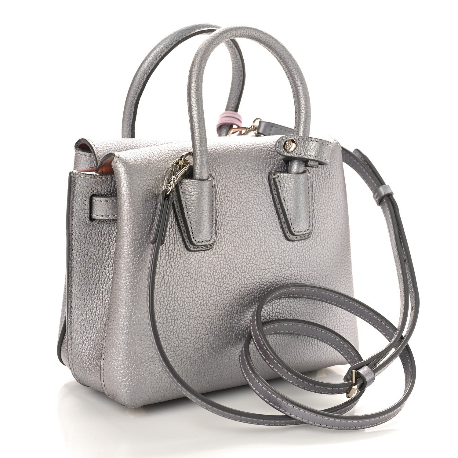 MCM Metallic Grained Calfskin Mini Milla Tote Spike Silver 2 of 9