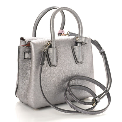 MCM Metallic Grained Calfskin Mini Milla Tote Spike Silver 2 of 9