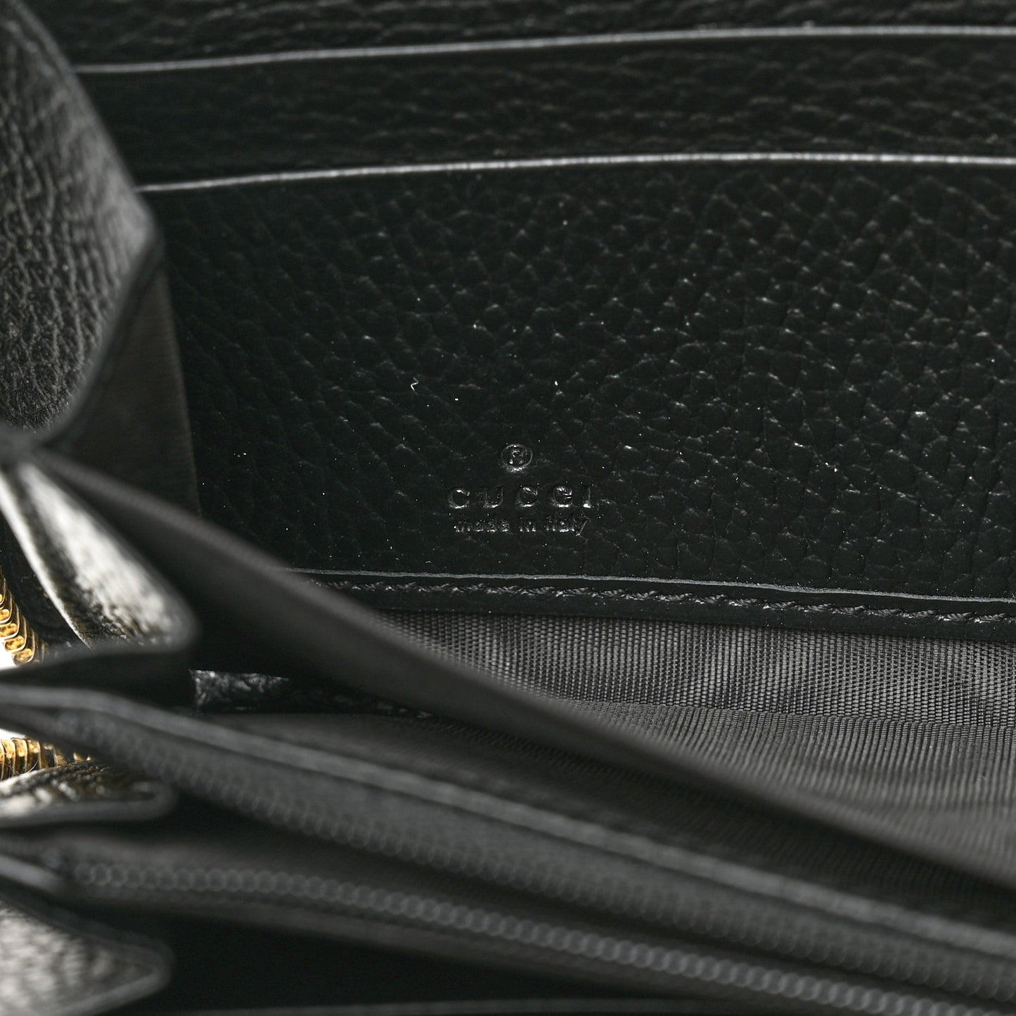 Dollar Calfskin GG Supreme Monogram GG Marmont Zip Around Wallet Black Beige Ebony
