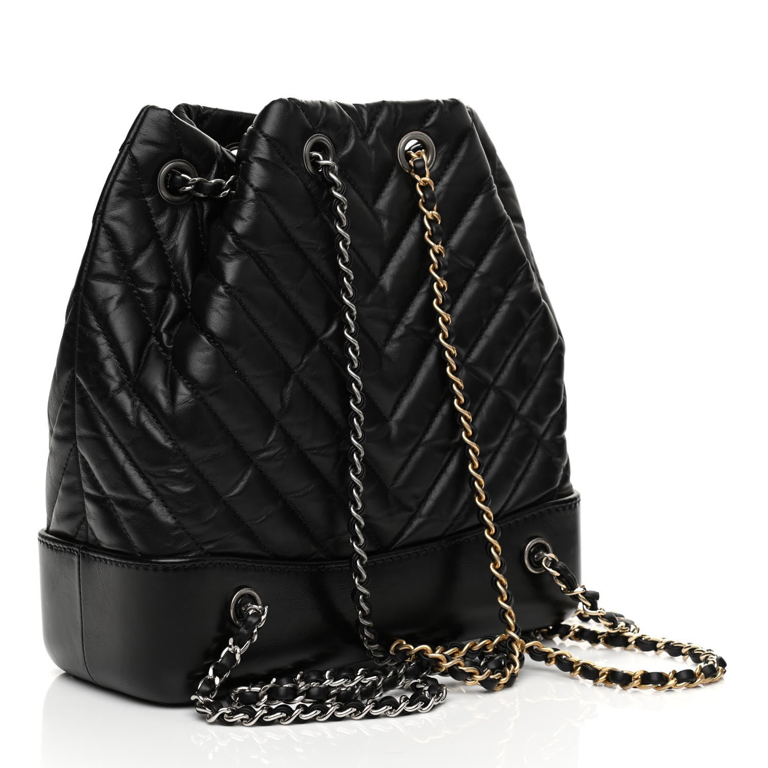 Chanel Aged Calfskin Chevron Quilted Small Gabrielle Backpack Black 2 of 11