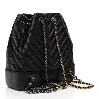 Chanel Aged Calfskin Chevron Quilted Small Gabrielle Backpack Black 2 of 11