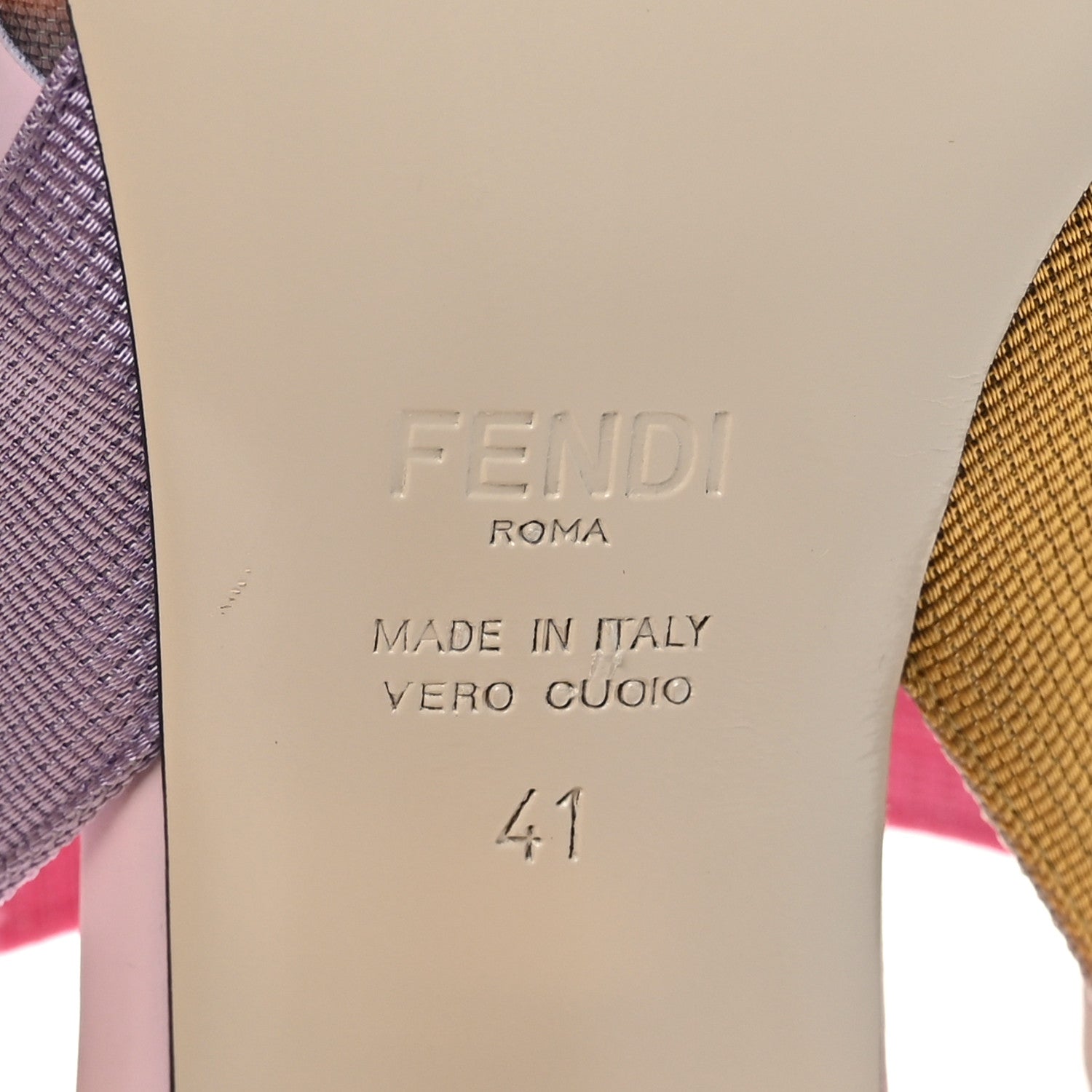 Fendi Mesh Vitello FF Colibri 85mm Slingback Pumps 41 Brown Pink