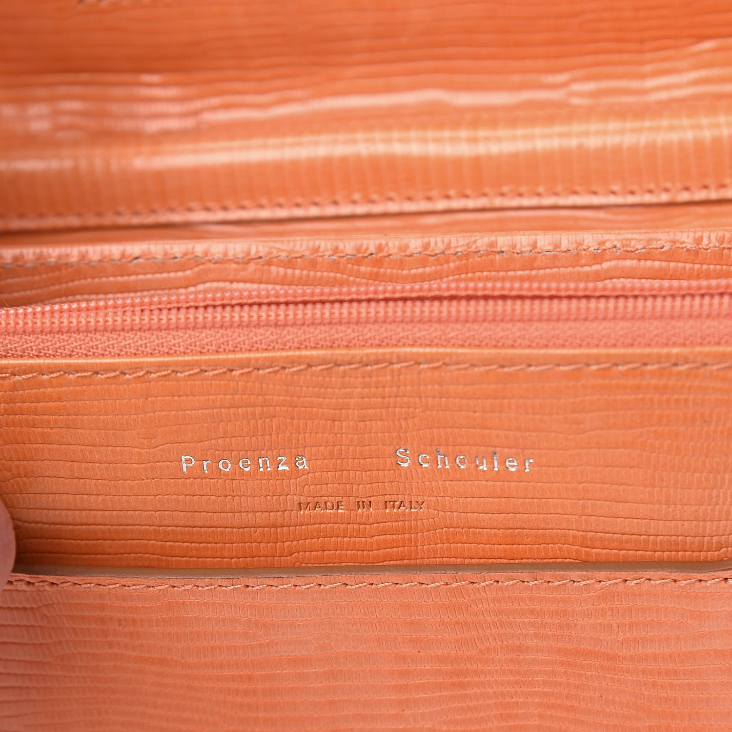 Proenza Schouler Calfskin Lizard Embosed Lizard PS1 Large Chain Wallet Grapefruit 6 of 11