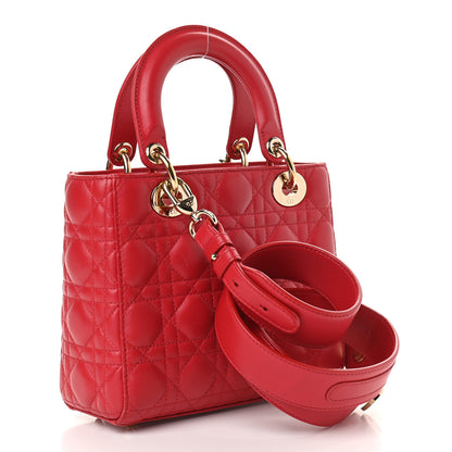 Christian Dior Lambskin Cannage Small Lucky Badges My Lady Dior Red 3 of 8