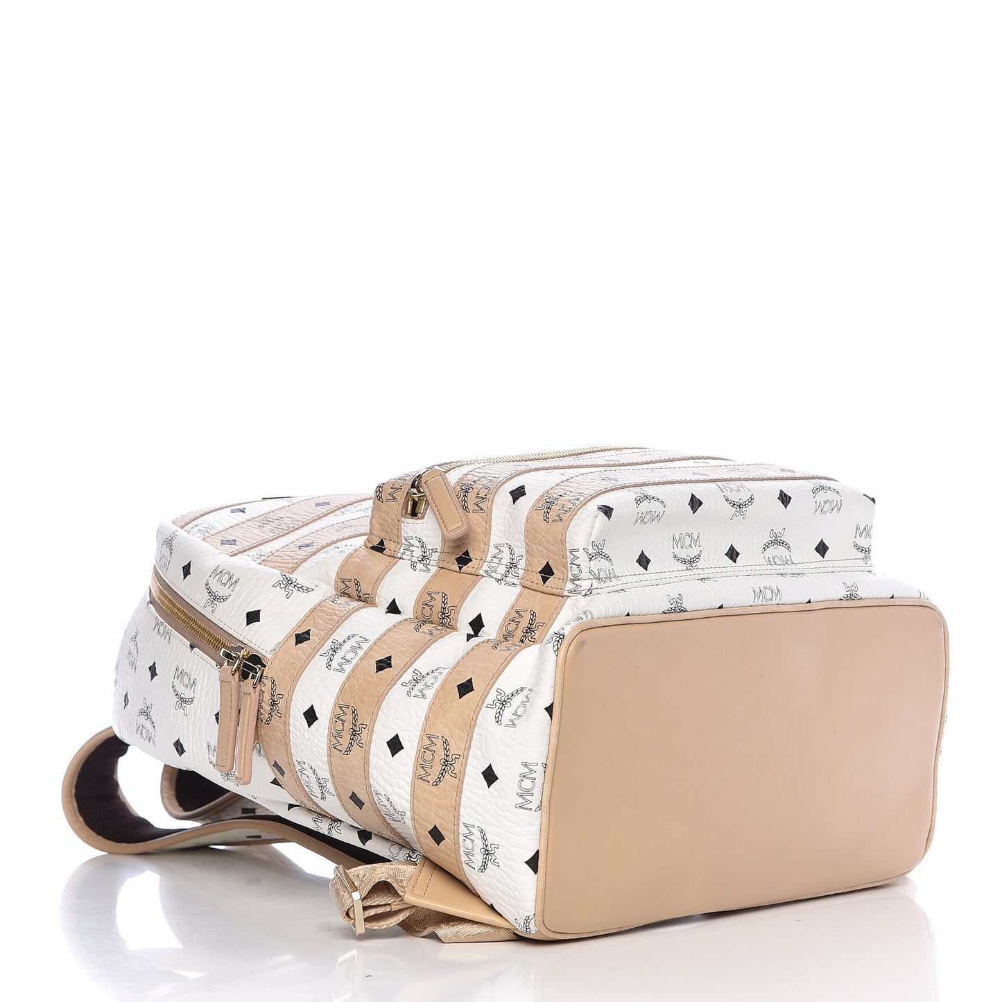 Metallic Visetos Striped Medium Stark Backpack White Beige
