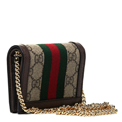 Gucci GG Supreme Monogram Web Ophidia Chain Card Case Wallet Beige New Acero 3 of 7