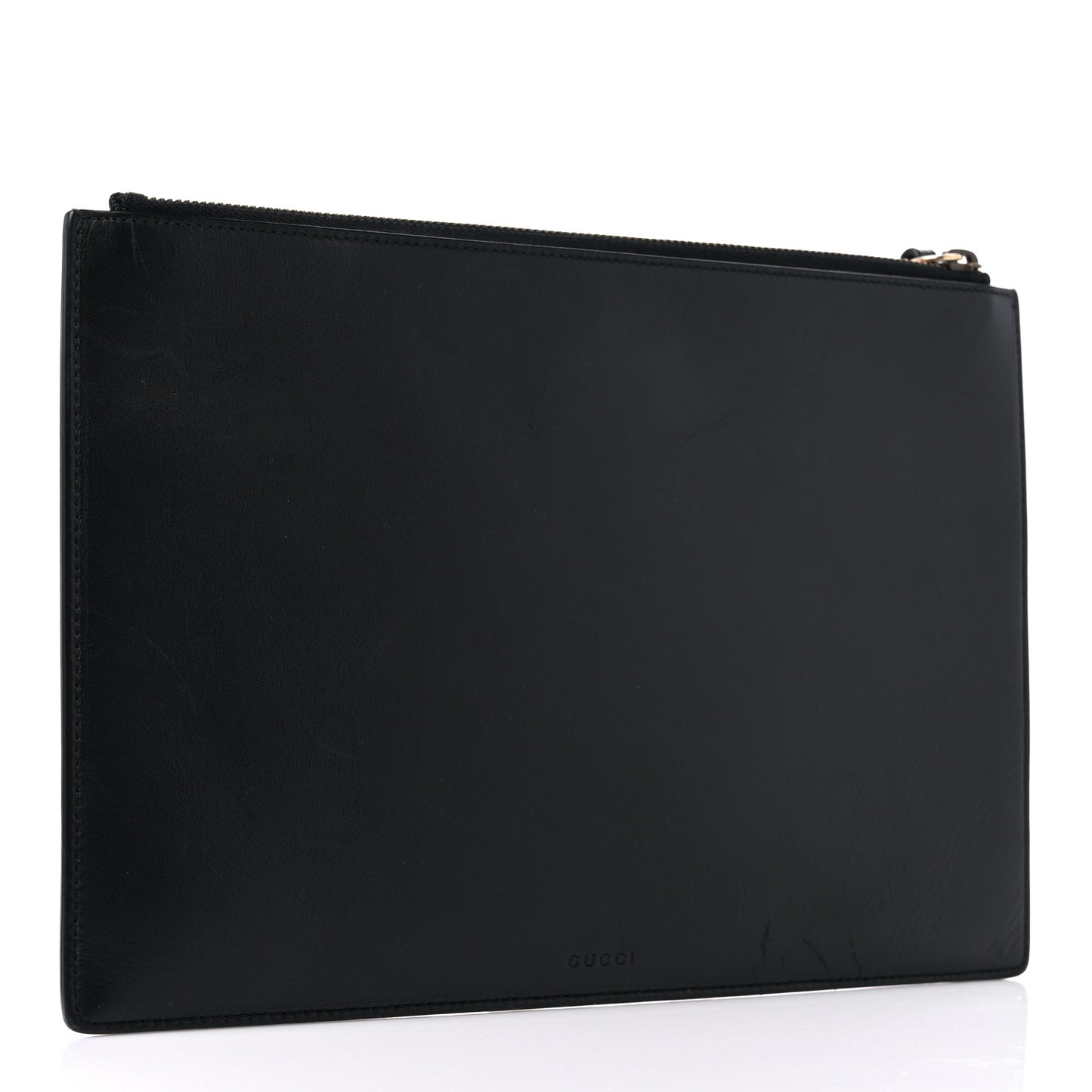 Calfskin GucciGhost Life is Gucci Zip Pouch Black