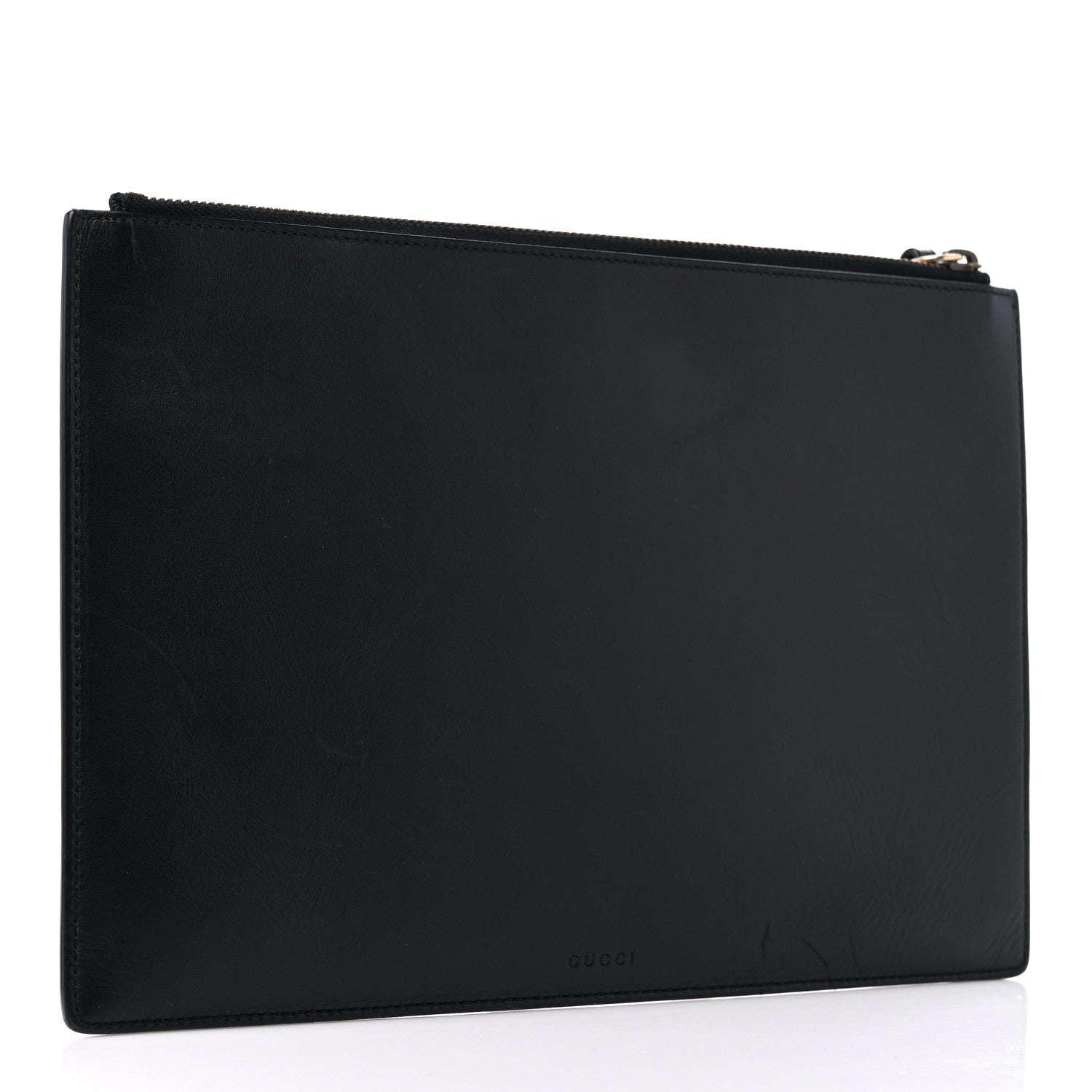 Gucci Calfskin GucciGhost Life is Gucci Zip Pouch Black 3 of 15
