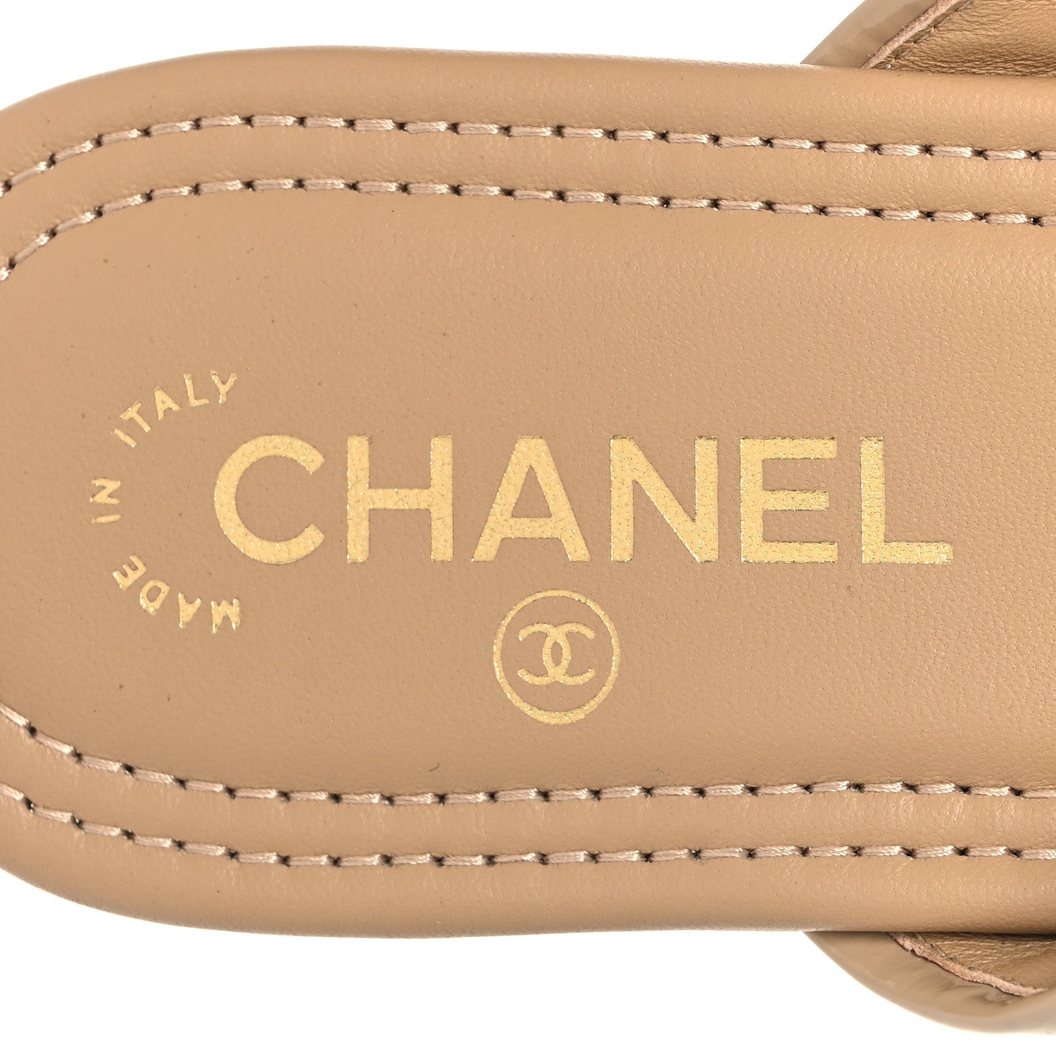 Chanel Patent Quilted CC Sandals 38.5 Beige 9 of 9