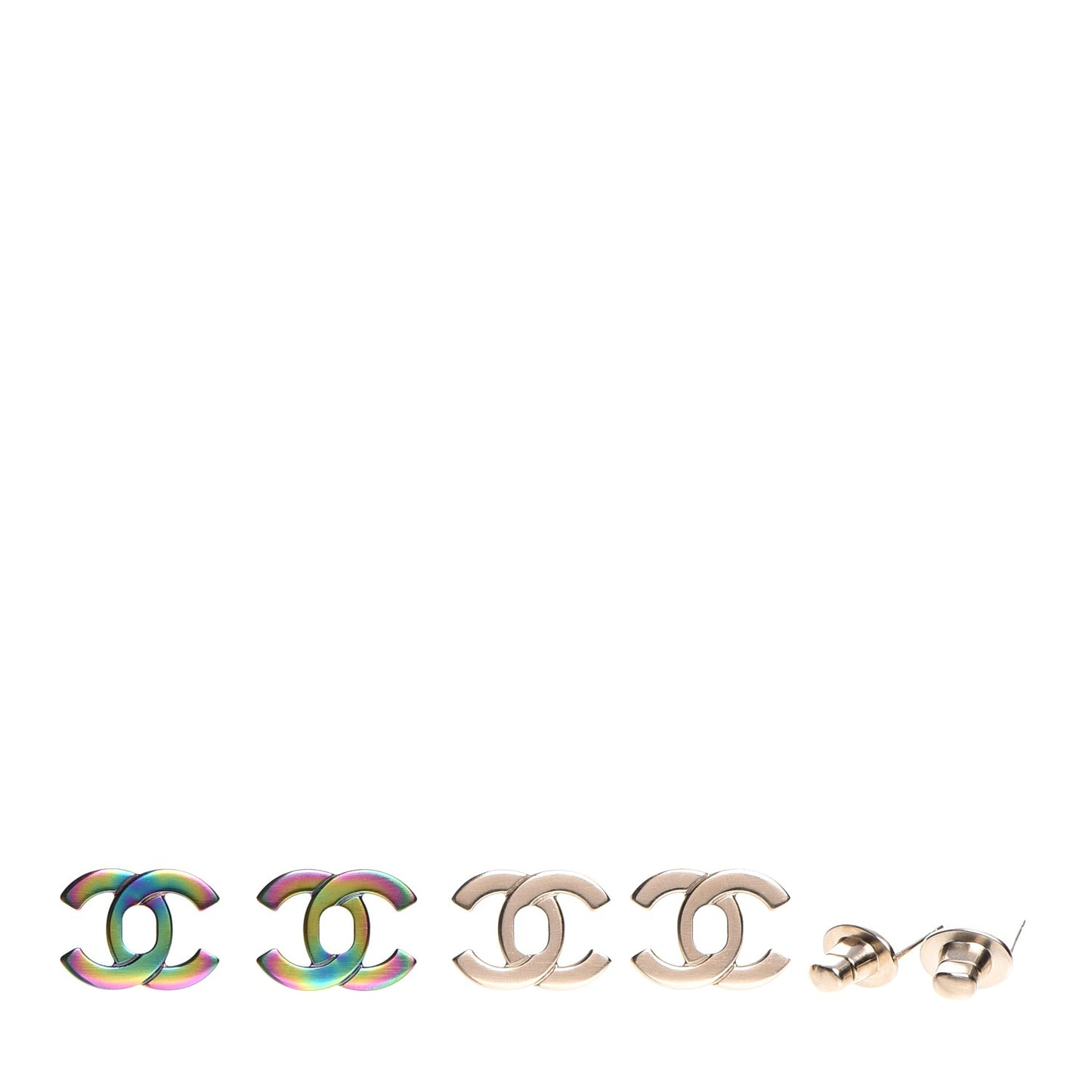Metal CC Turnlock Interchangeable Earrings Gold