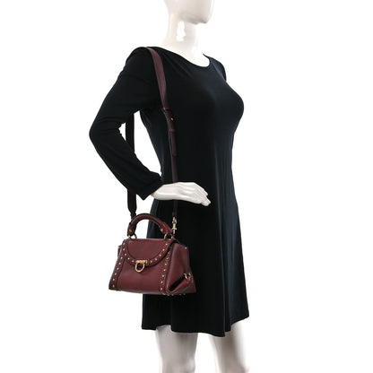 Salvatore Ferragamo Calfskin Studded Sofia Satchel Burgundy 2 of 11