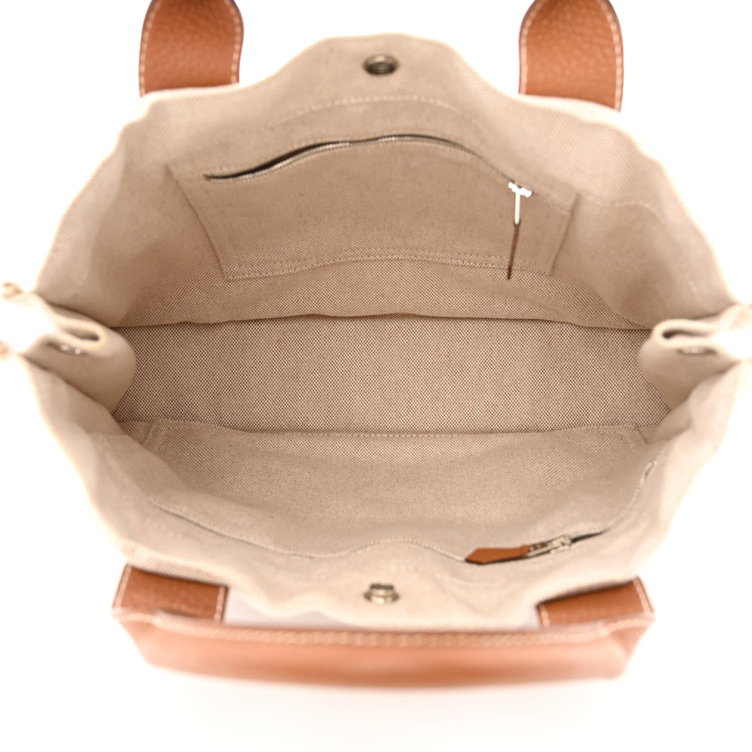 Hermes Toile Taurillon Clemence Sac Harnais Tote MM Beige Gold 5 of 12