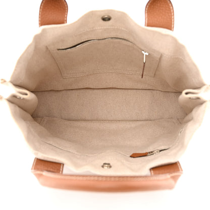 Hermes Toile Taurillon Clemence Sac Harnais Tote MM Beige Gold 5 of 12