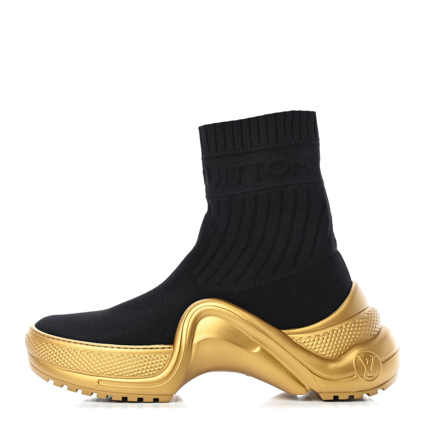 Stretch Textile Monogram LV Archlight Sneaker Boots 37.5 Black Gold