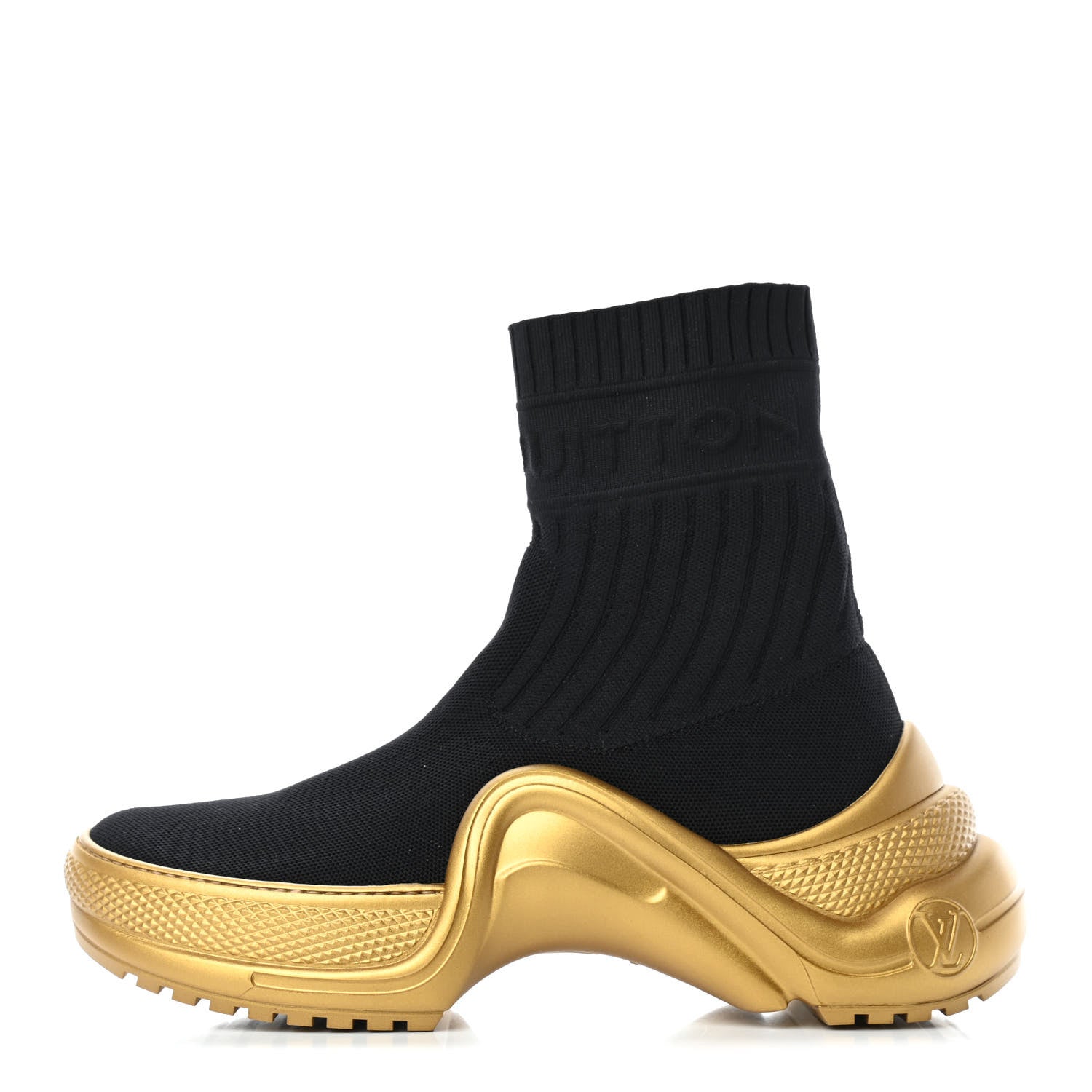 Louis Vuitton Stretch Textile Monogram LV Archlight Sneaker Boots 37.5 Black Gold 1 of 4