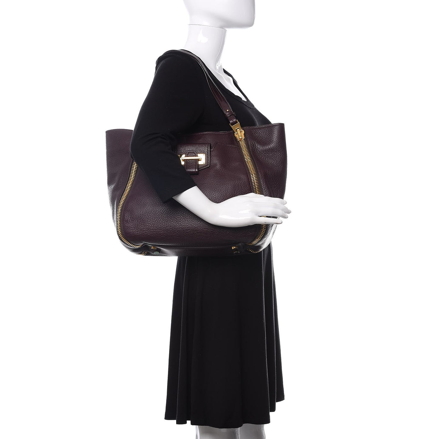 Grained Calfskin Sedgwick Medium Zipper Tote Wine