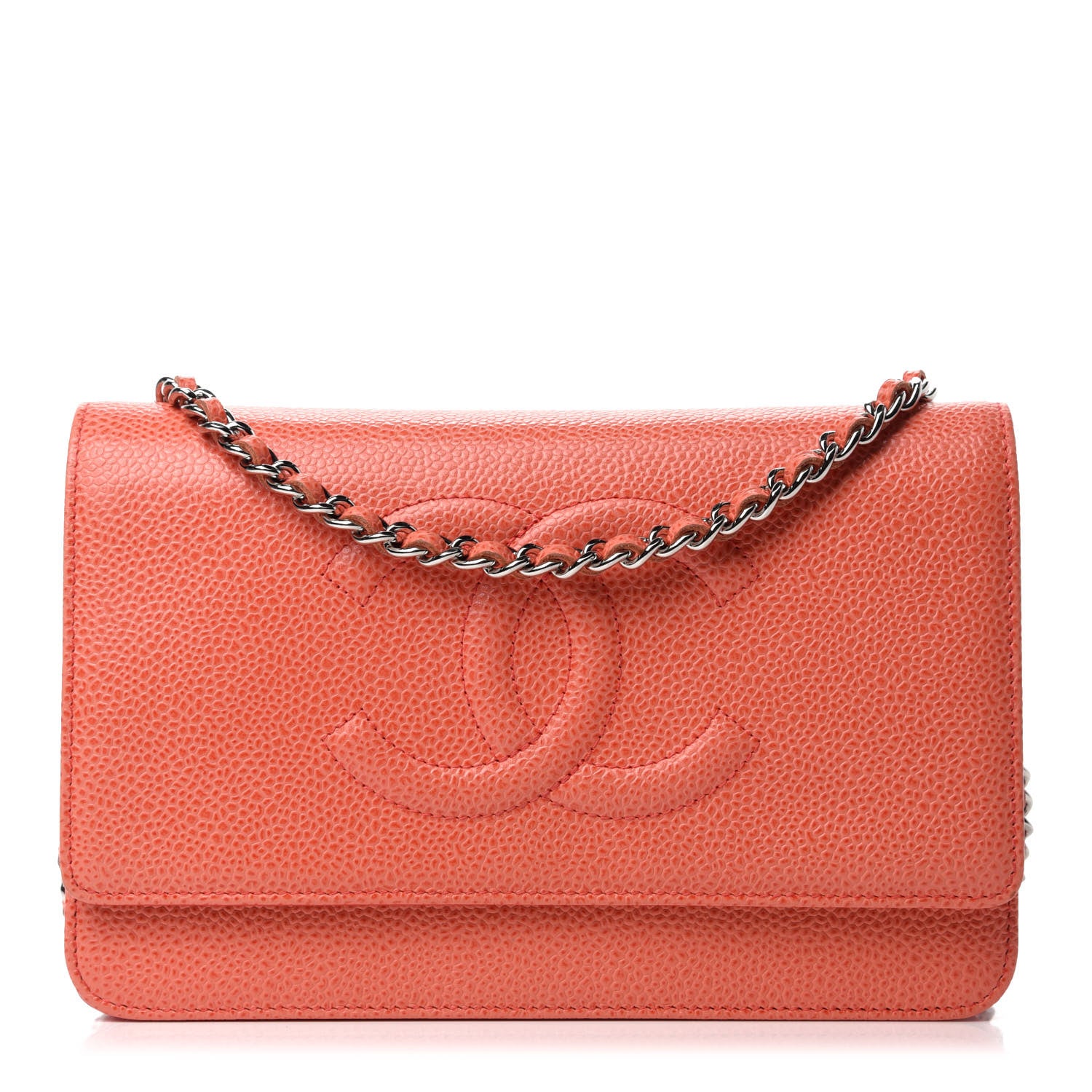 Chanel Caviar Timeless CC Wallet On Chain WOC Light Red 1 of 11