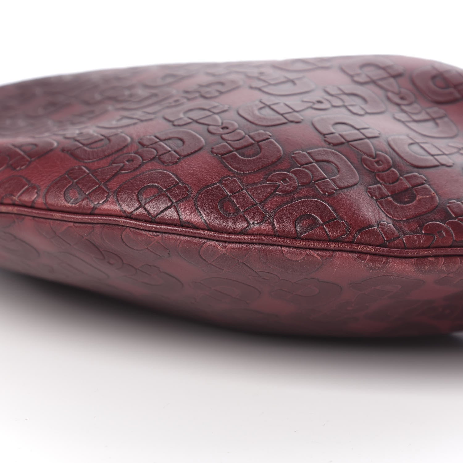 Gucci Calfskin Horsebit Embossed Glam Hobo Burgundy 10 of 11