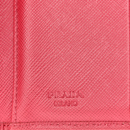 Prada Saffiano Metal French Flap Compact Wallet Peonia 6 of 12