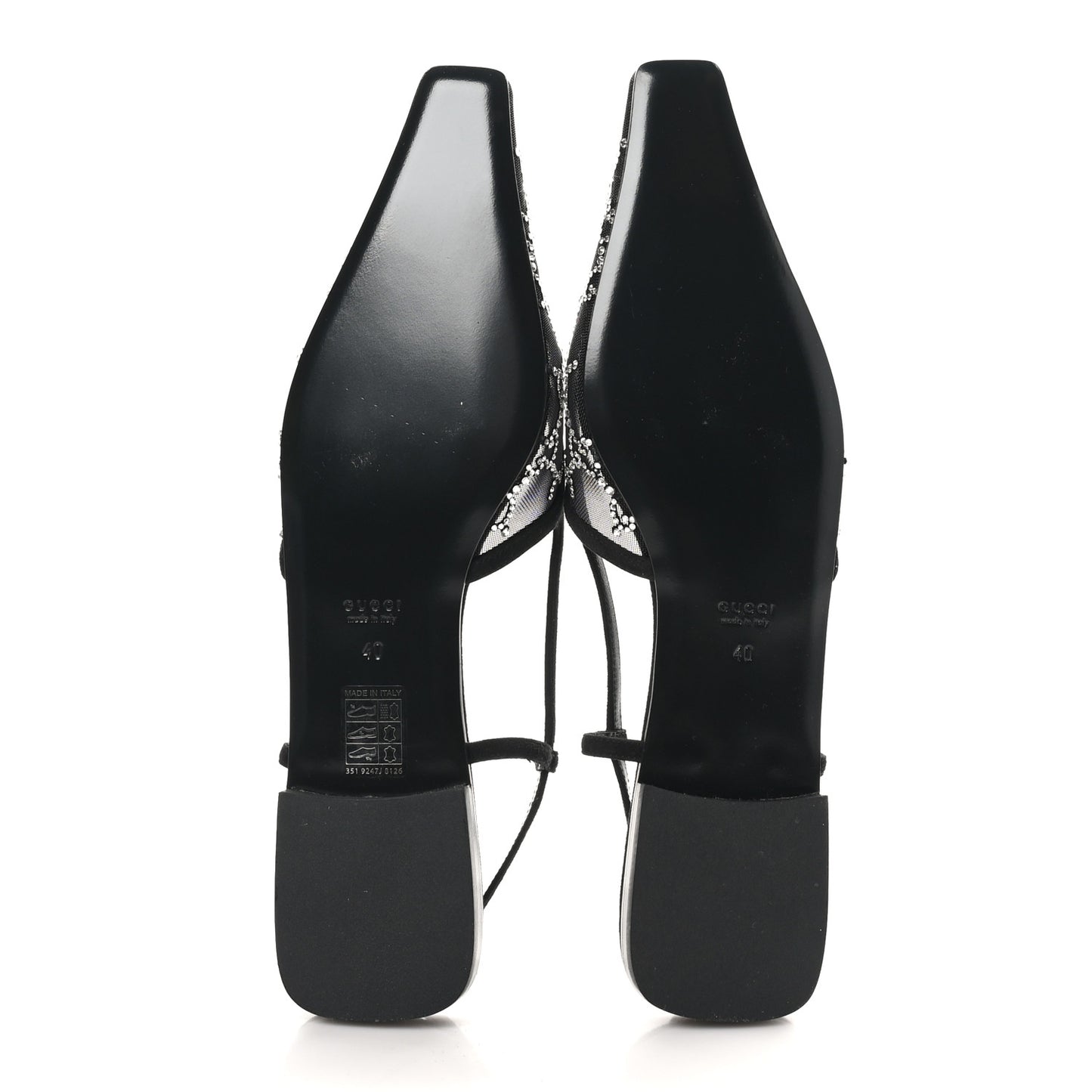 Tela Retino Kid Scamosciato Crystal GG Monogram Square Demi Ballet Flats 40 Black