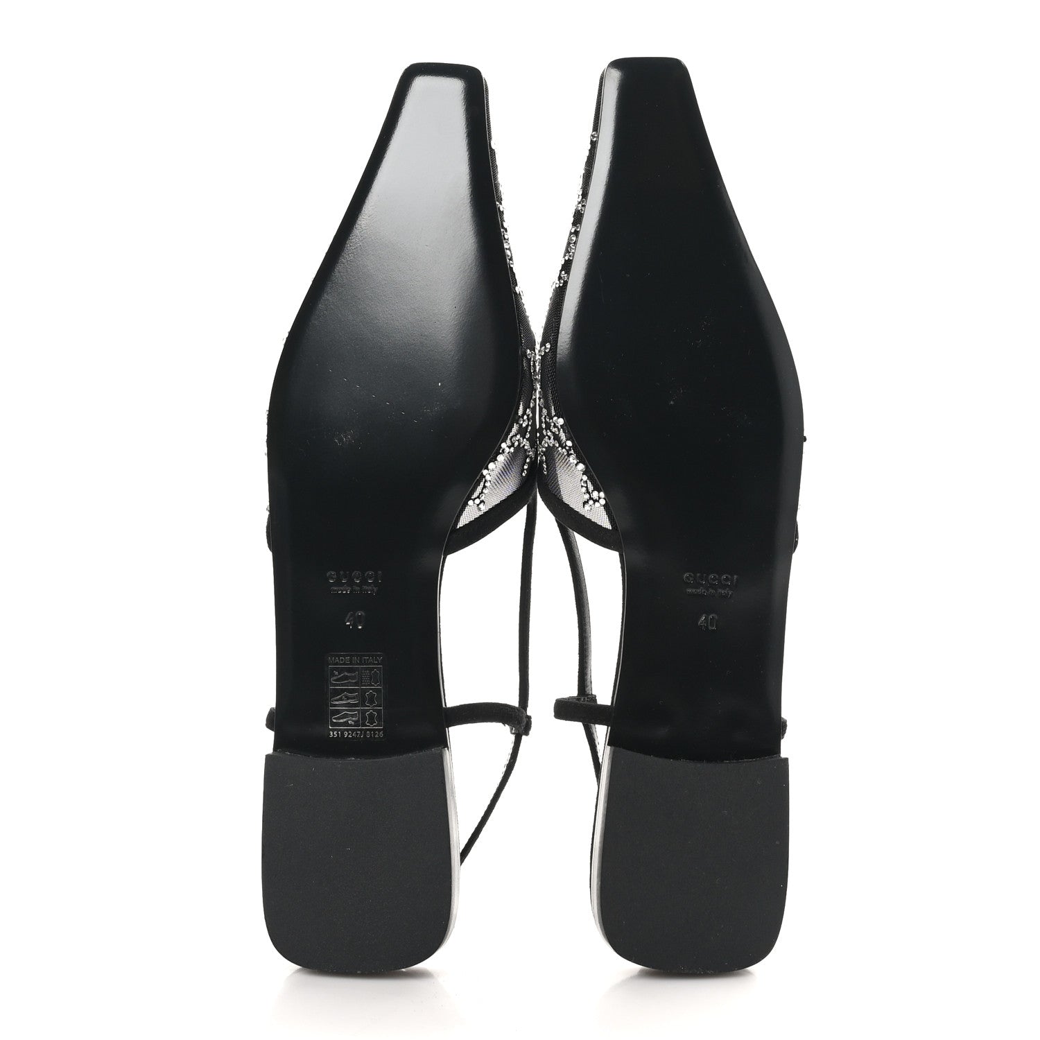 Gucci Tela Retino Kid Scamosciato Crystal GG Monogram Square Demi Ballet Flats 40 Black 6 of 9