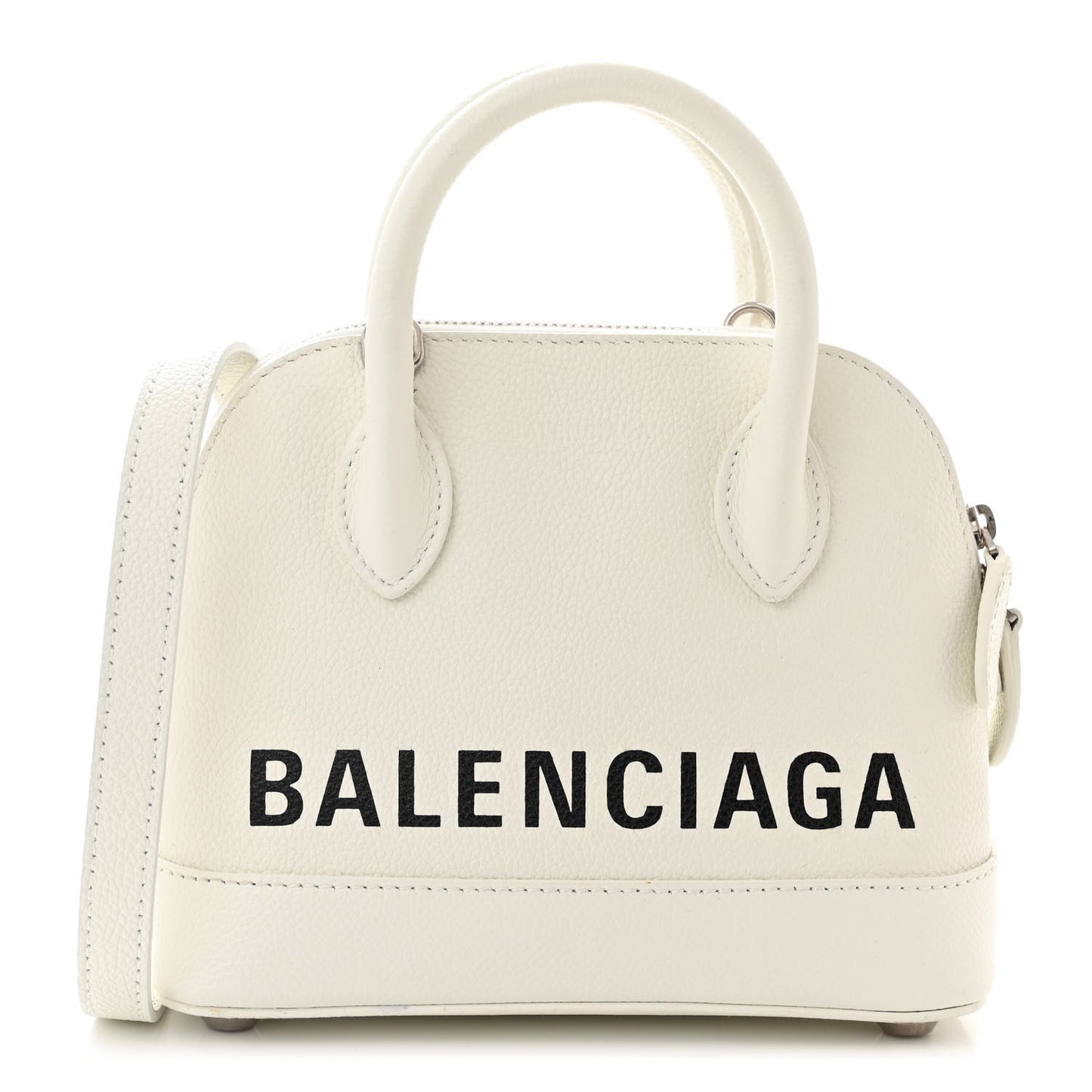 Grained Calfskin XXS Ville Top Handle Bag White Black