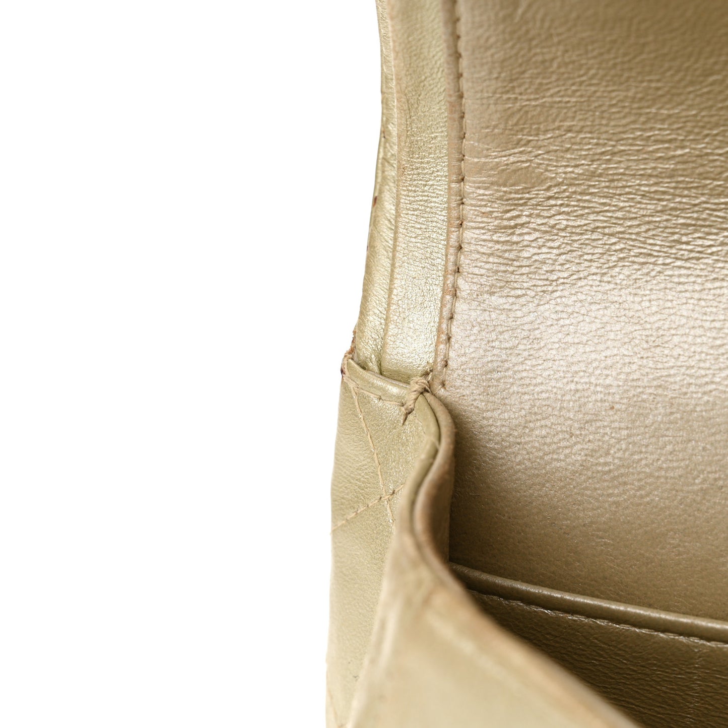 Metallic Lambskin Quilted Medium Double Flap Gold