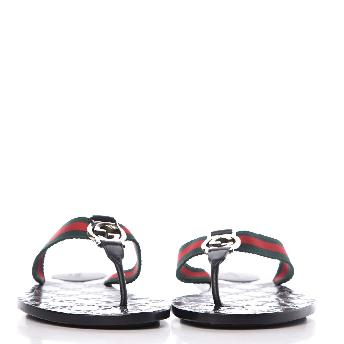 Nylon Guccissima Web Womens Thong Sandals 38 Green Red Black