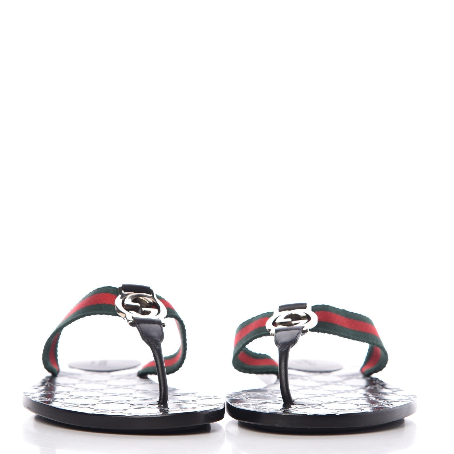 Gucci Nylon Guccissima Web Womens Thong Sandals 38 Green Red Black 2 of 9