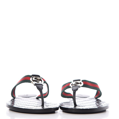 Gucci Nylon Guccissima Web Womens Thong Sandals 38 Green Red Black 2 of 9