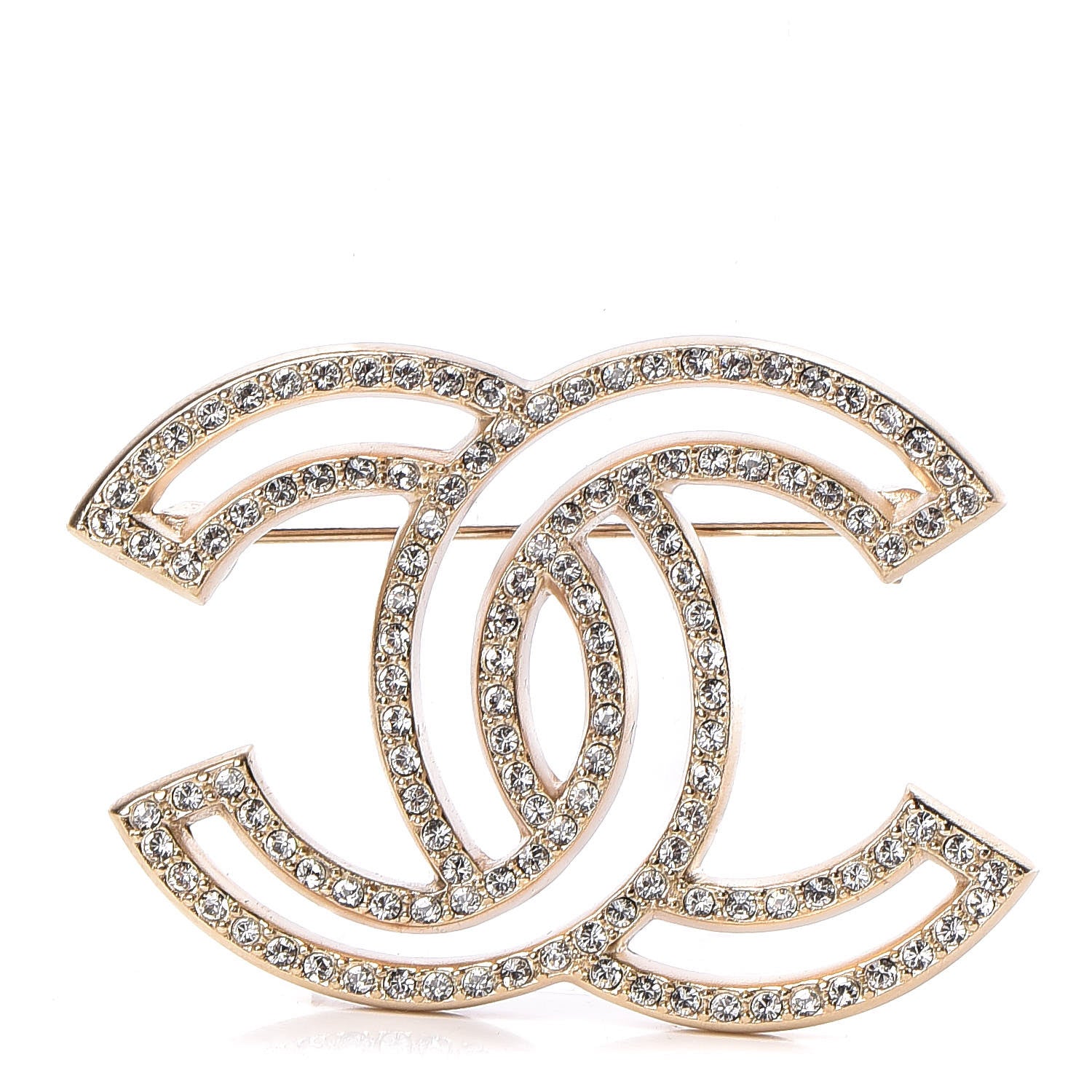 Chanel Crystal CC Brooch Gold 1 of 5
