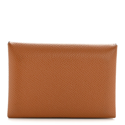 Hermes Epsom Calvi Duo Card Case Gold 1 of 9