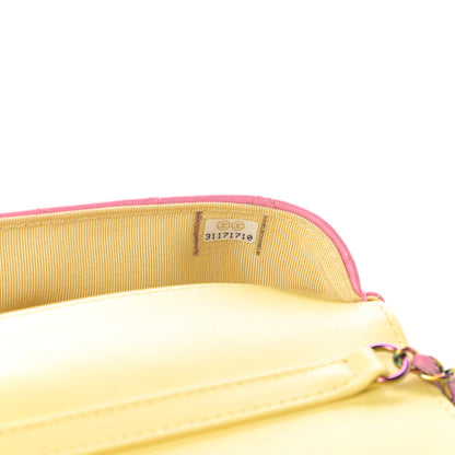 Chanel Lambskin Quilted Glasses Case With Chain Pink Yellow 8 of 12