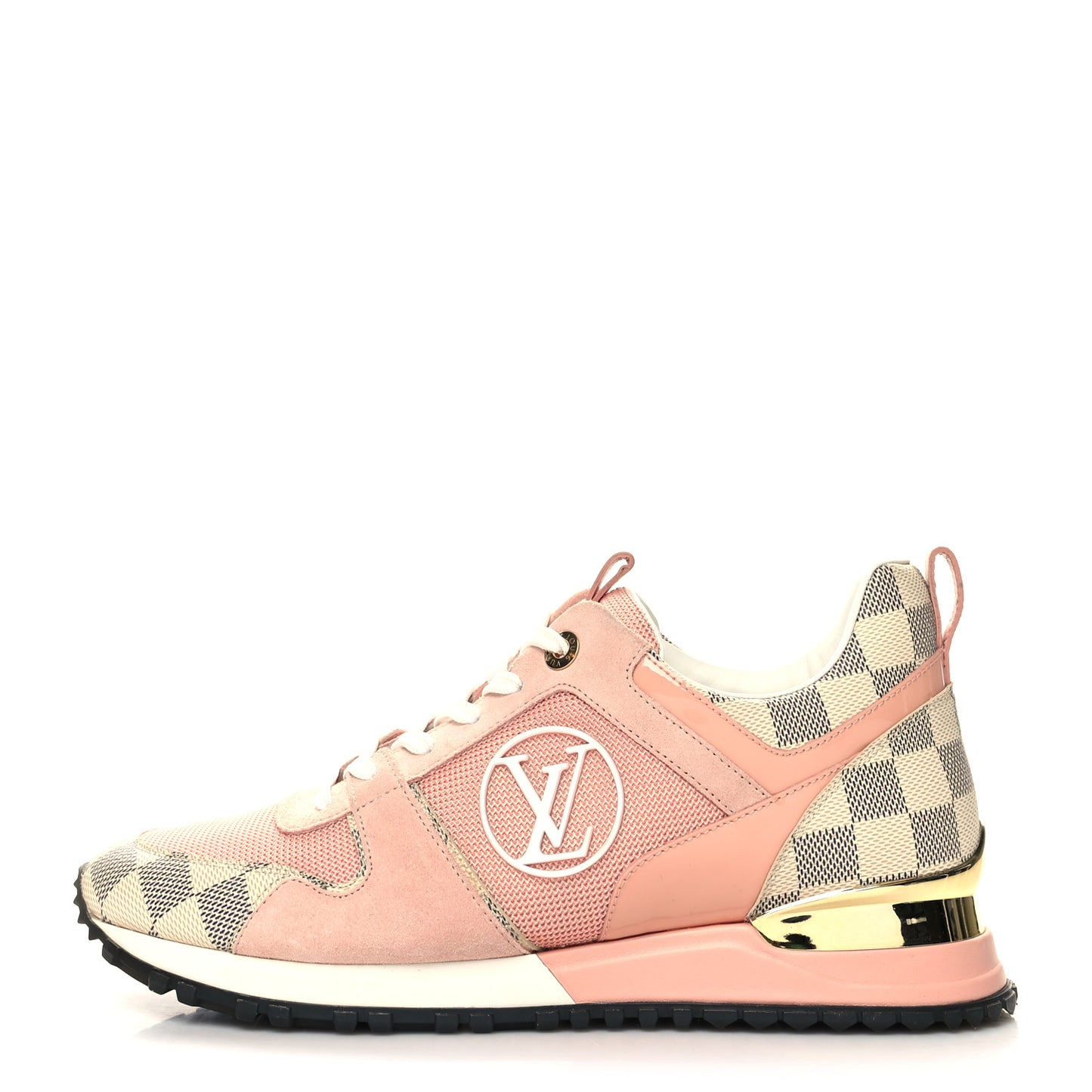 Suede Damier Azur Run Away Sneakers 40 Pink