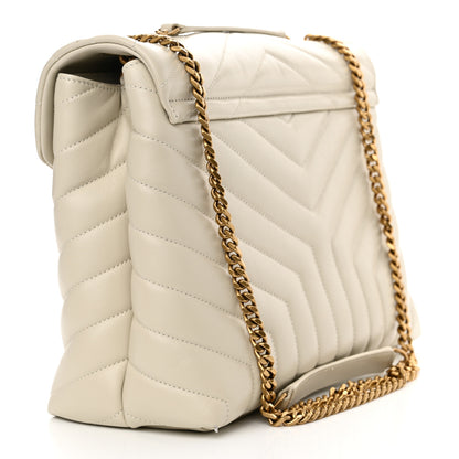 Saint Laurent Calfskin Y Quilted Monogram Medium Loulou Chain Satchel Crema Soft 3 of 15