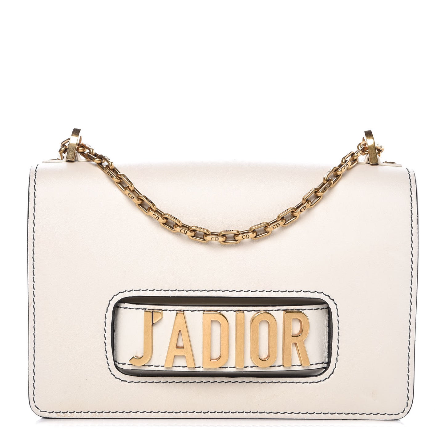 Calfskin J'Adior Chain Flap Bag Off White