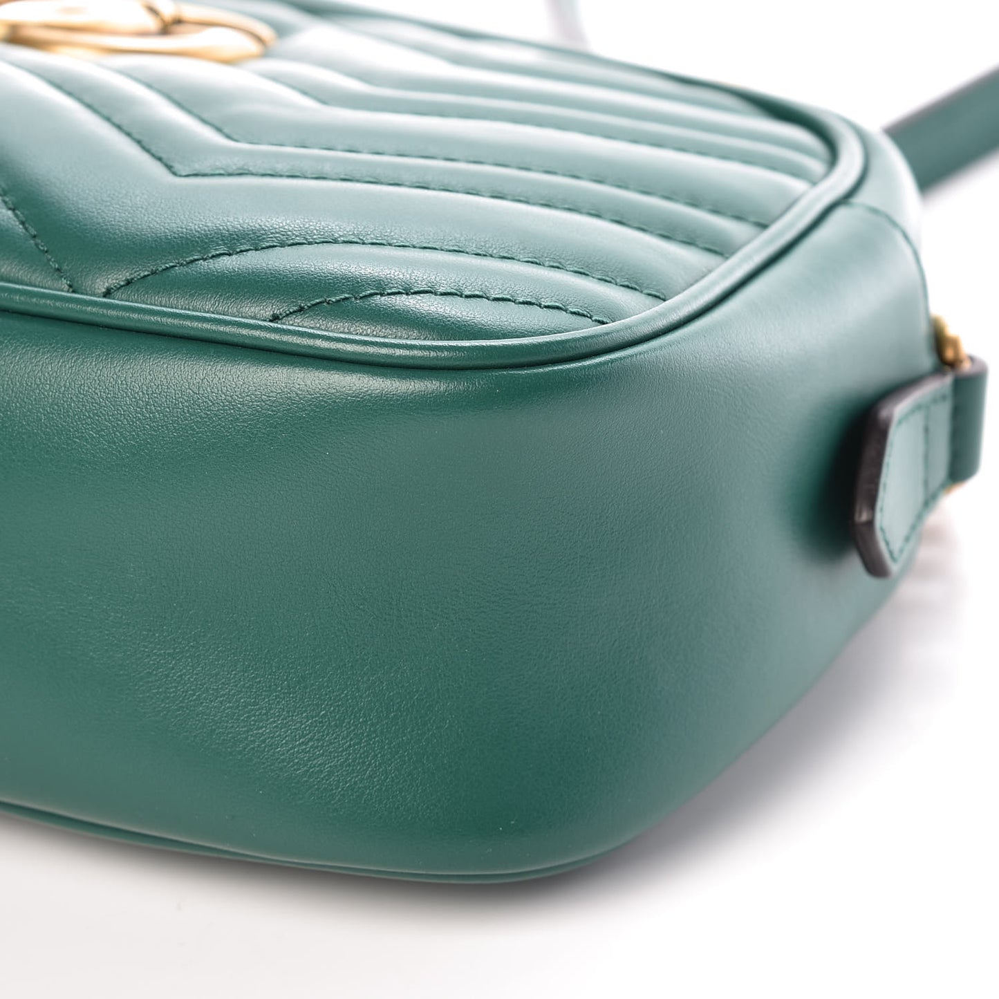 Calfskin Matelasse Small GG Marmont Chain Shoulder Bag Emerald Green