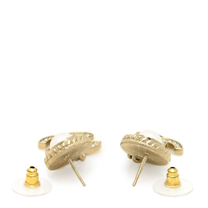 Chanel Crystal Pearl Bow-tiful CC Drop Earrings Gold 3 of 4