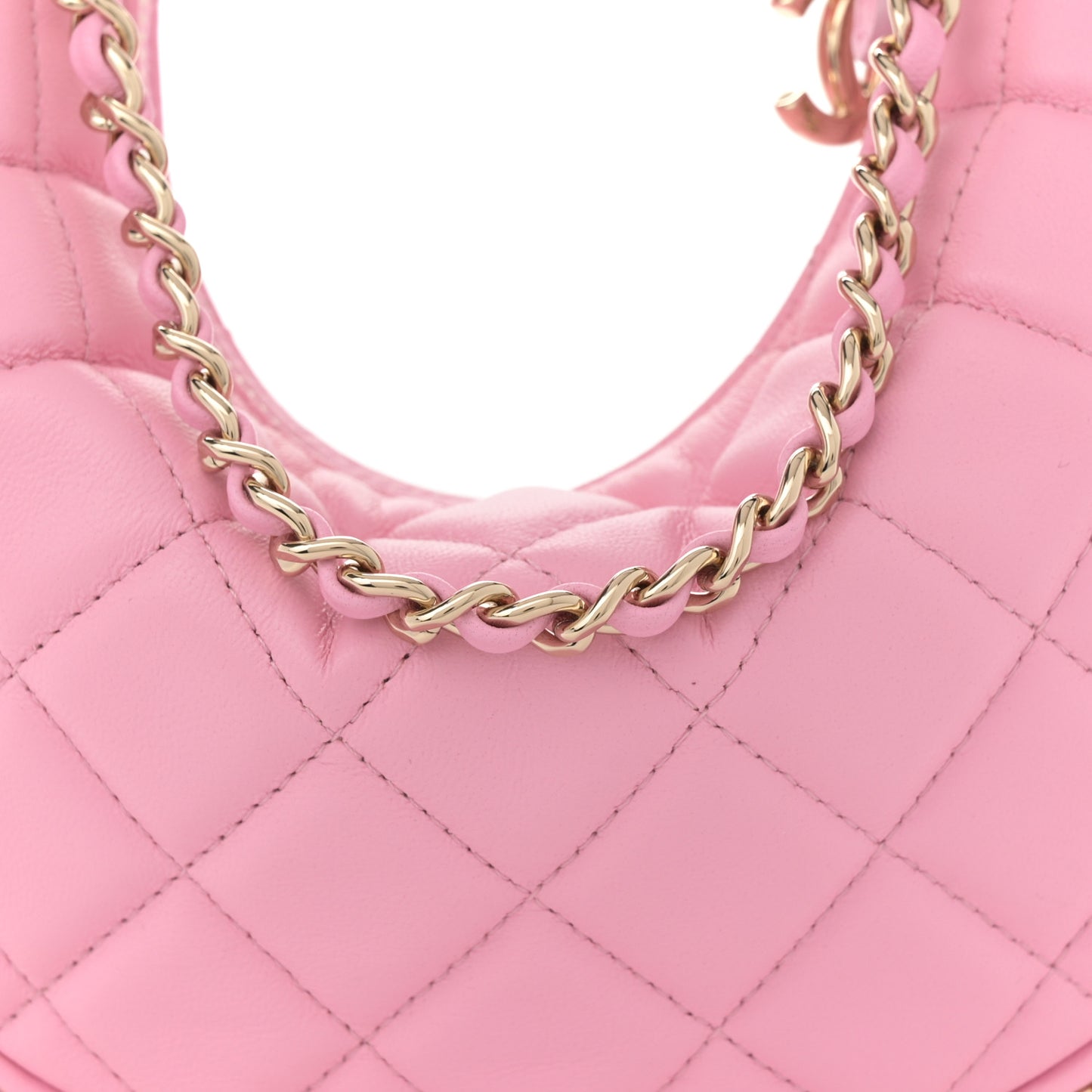 Lambskin Quilted Small Hobo Bag Pink