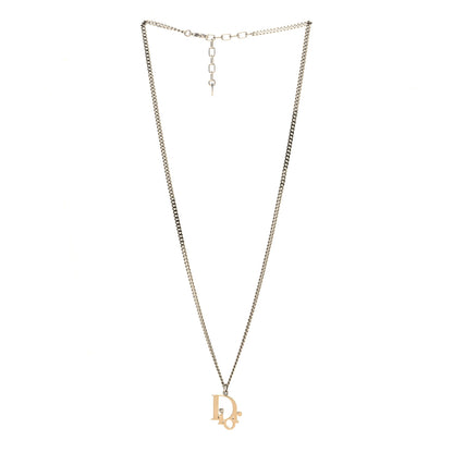 Christian Dior Oblique Pendant Necklace Silver Gold 3 of 6
