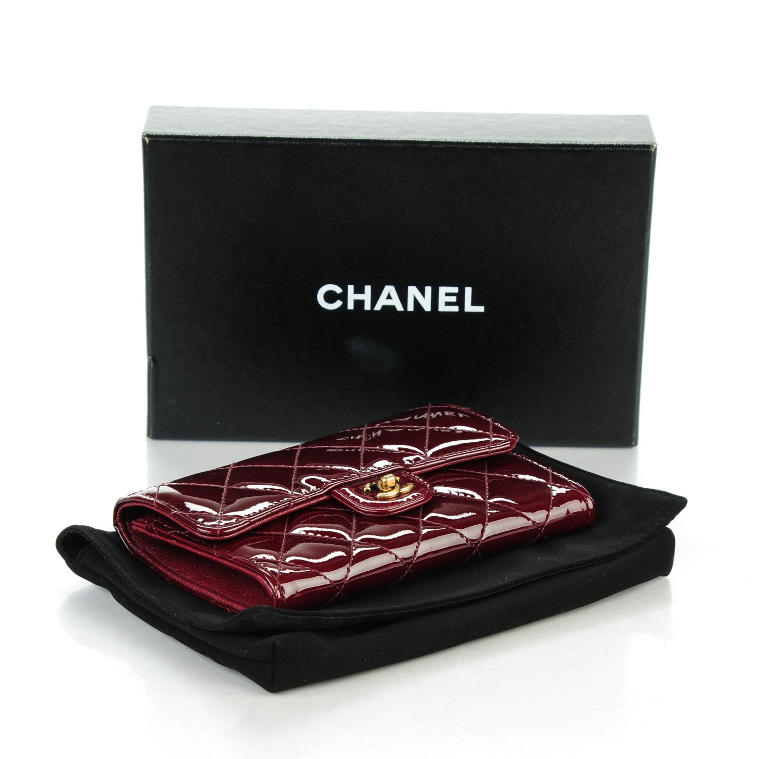Chanel Patent Calfskin Quilted Small Flap Wallet Burgundy 4 of 8