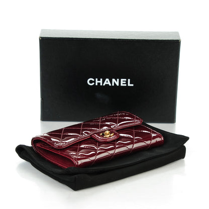 Chanel Patent Calfskin Quilted Small Flap Wallet Burgundy 4 of 8