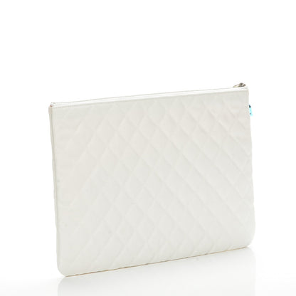 Chanel Canvas Quilted Large Coco Cuba Cosmetic Case Yellow Turquoise 3 of 7