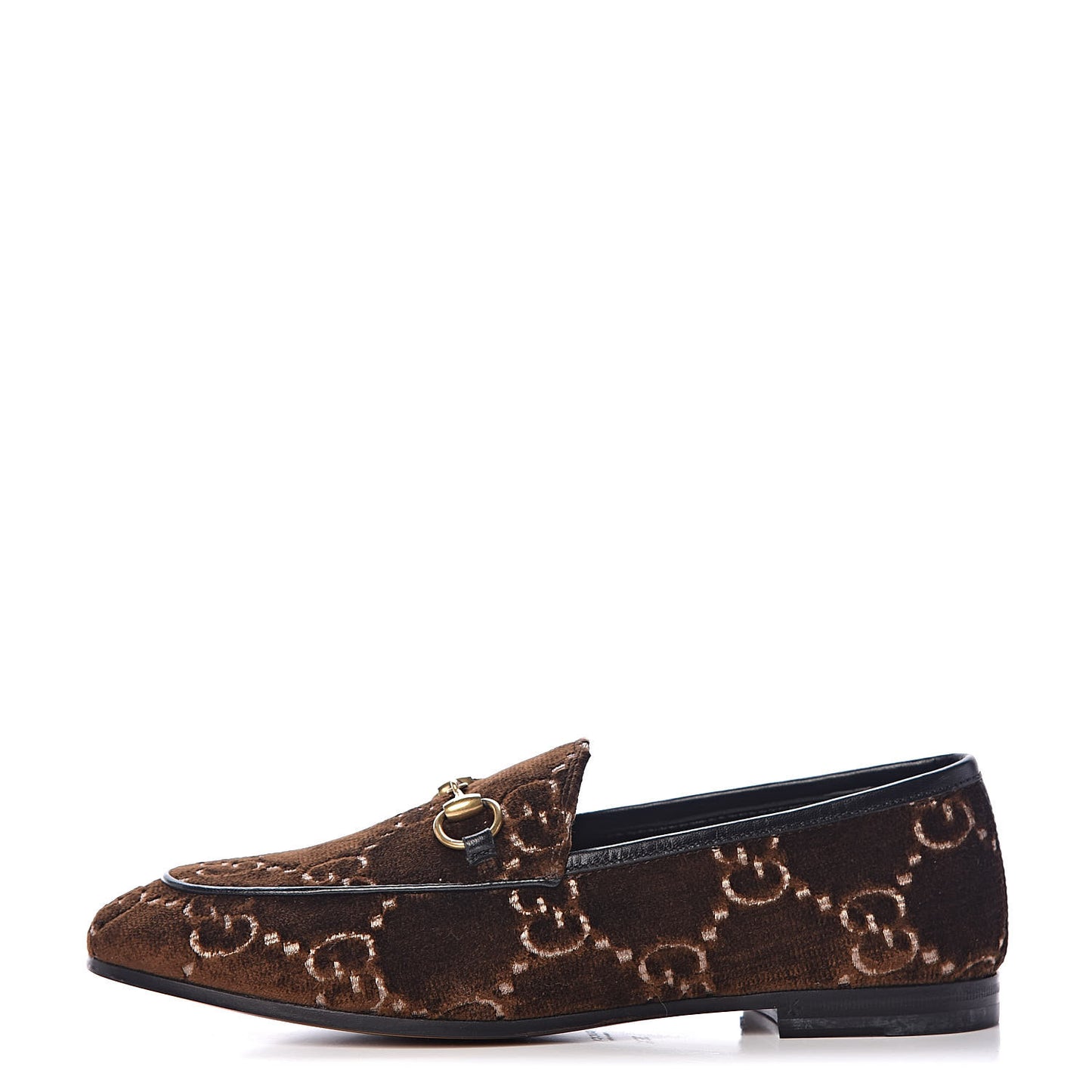 Velvet GG Monogram Horsebit Womens Jordaan Loafers 36.5 Brown Black