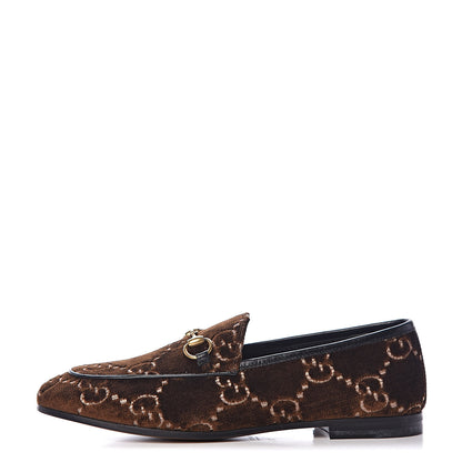 Gucci Velvet GG Monogram Horsebit Womens Jordaan Loafers 36.5 Brown Black 1 of 9