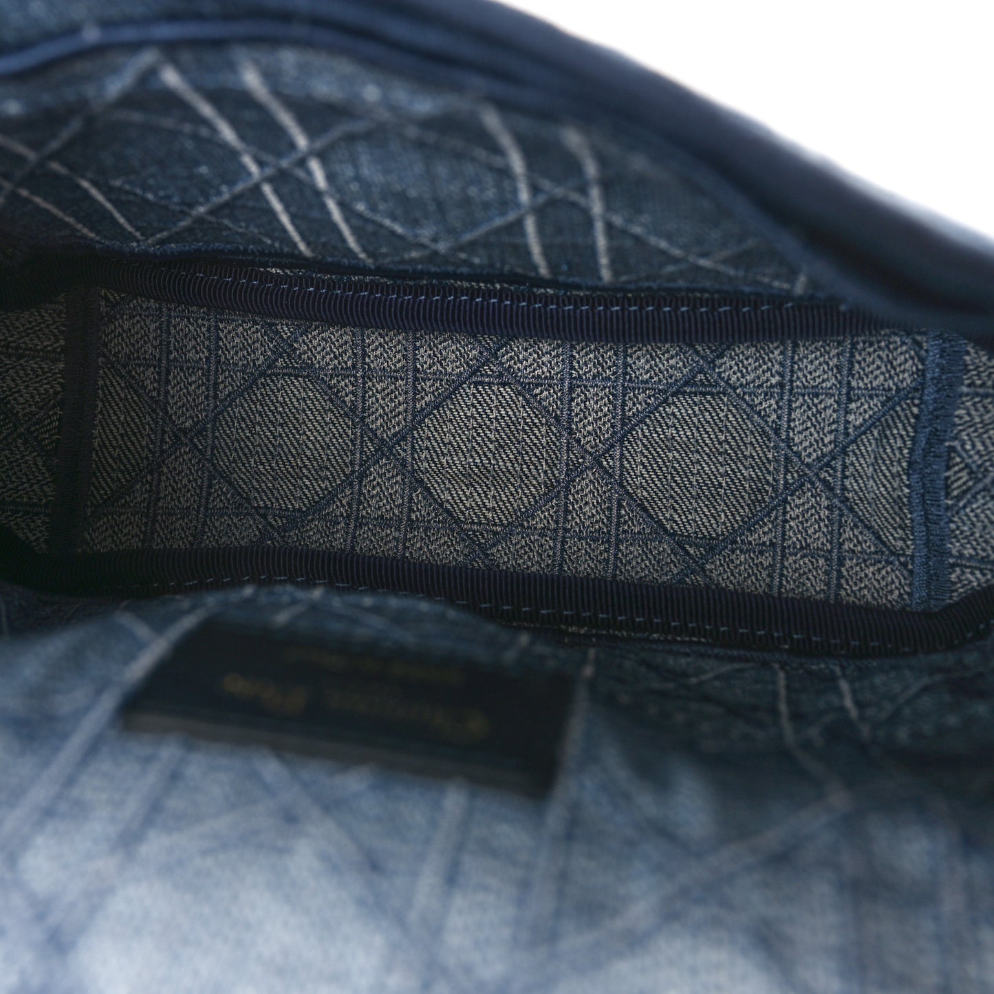 CHRISTIAN DIOR Denim Cannage Small Caro Bag Blue
