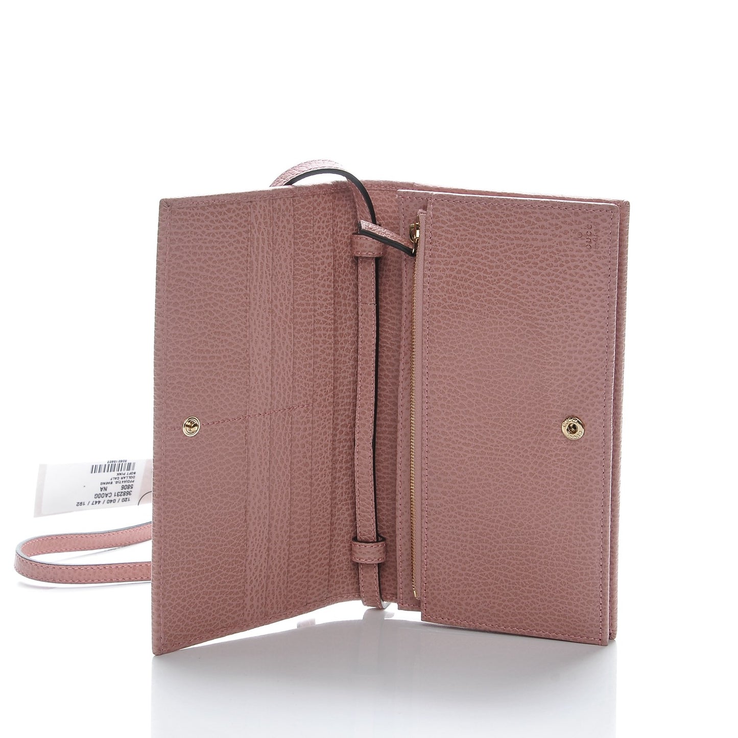 Dollar Calfskin Mini Swing Wallet Bag Soft Pink