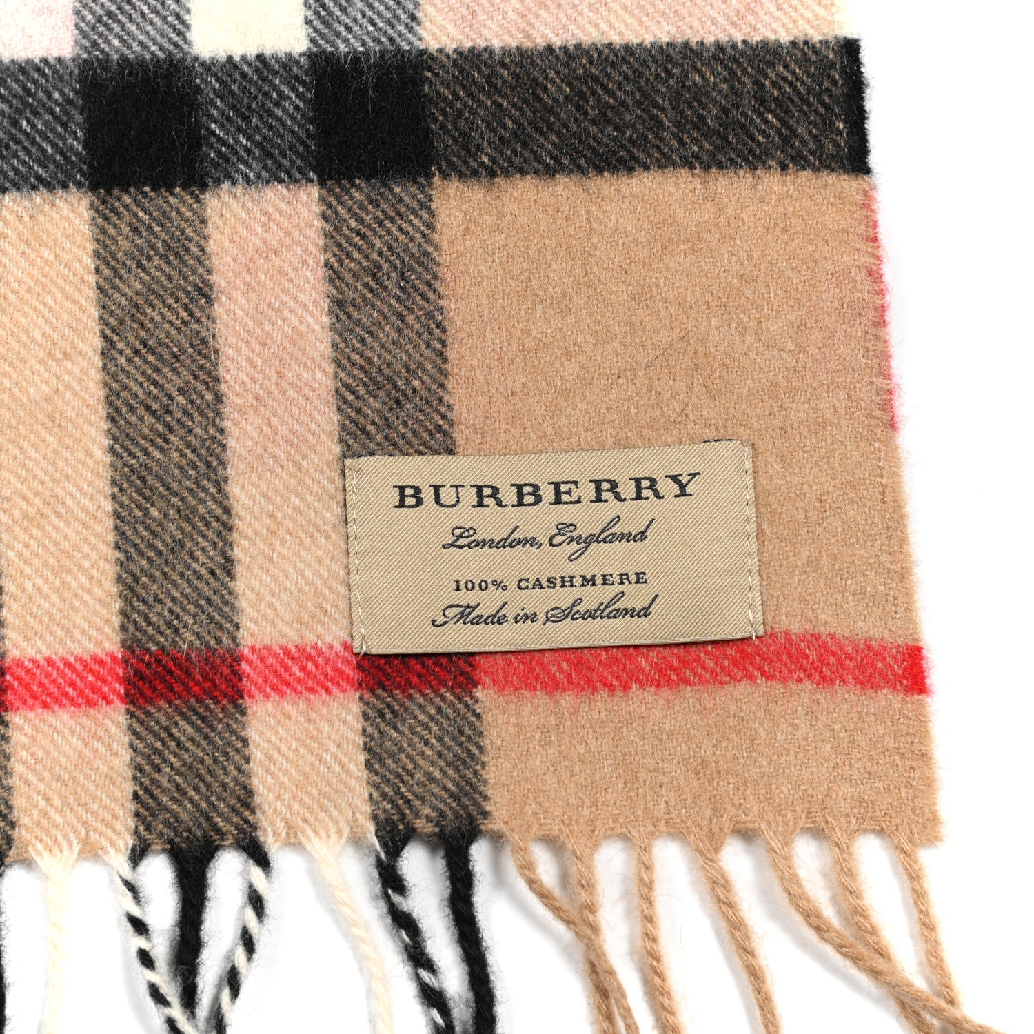 Burberry Cashmere Giant Heart Fringe Scarf Camel 3 of 4