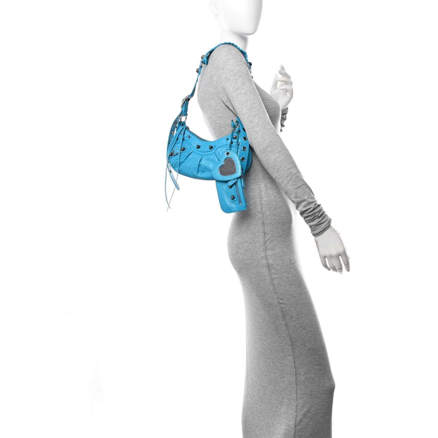 Balenciaga Agneau Arena Le Cagole Shoulder Bag XS Cyan 2 of 12