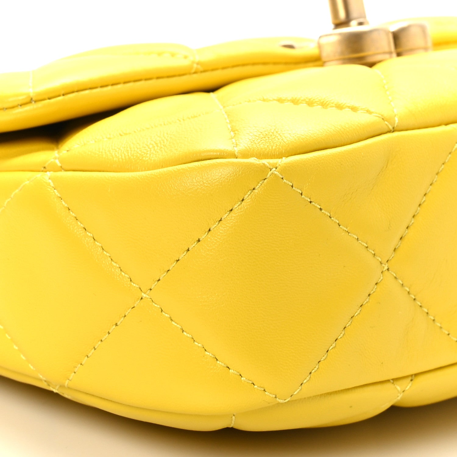 Chanel Lambskin Quilted Mini Lacquered Chain Flap Yellow 8 of 9